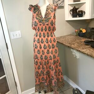 BELL by Alicia Bell “Lola”  silk blend hand block boho maxi dress